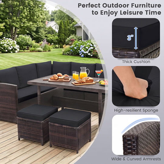 7-Piece Wicker Patio Furniture Set with Cushions