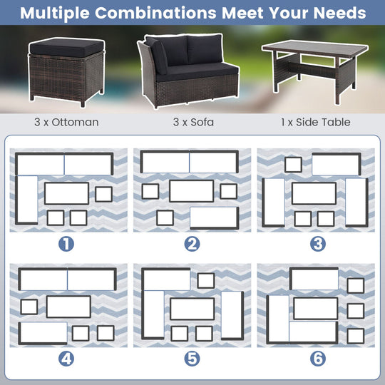 7-Piece Wicker Patio Furniture Set with Cushions