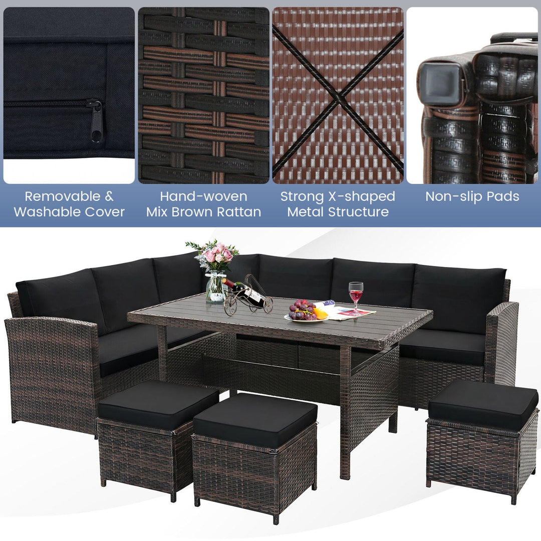 7-Piece Wicker Patio Furniture Set with Cushions