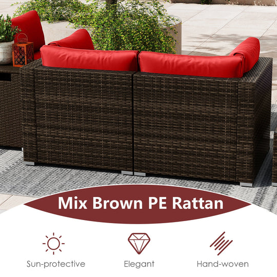 7 Pieces Outdoor Furniture Set with 32 Inch Fire Pit Table and Propane Tank Cover