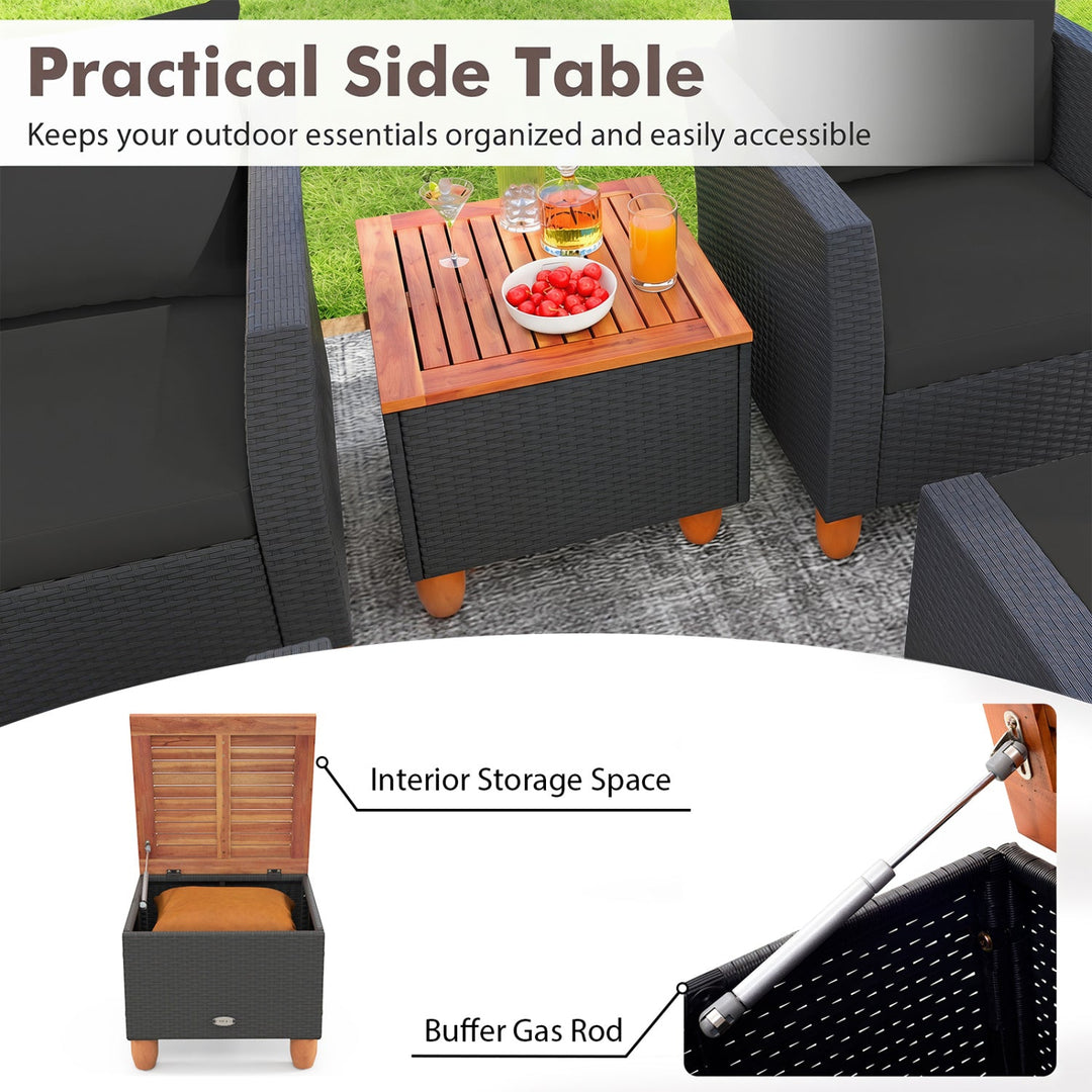 7-Piece Patio Conversation Set with Storage Table & Cushions