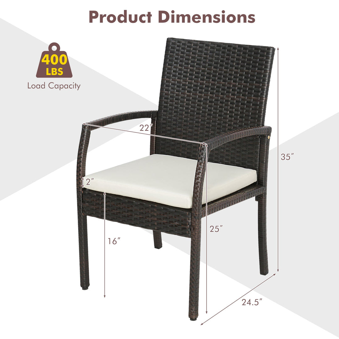 7 Pieces Patio Rattan Dining Set with Umbrella Hole-L