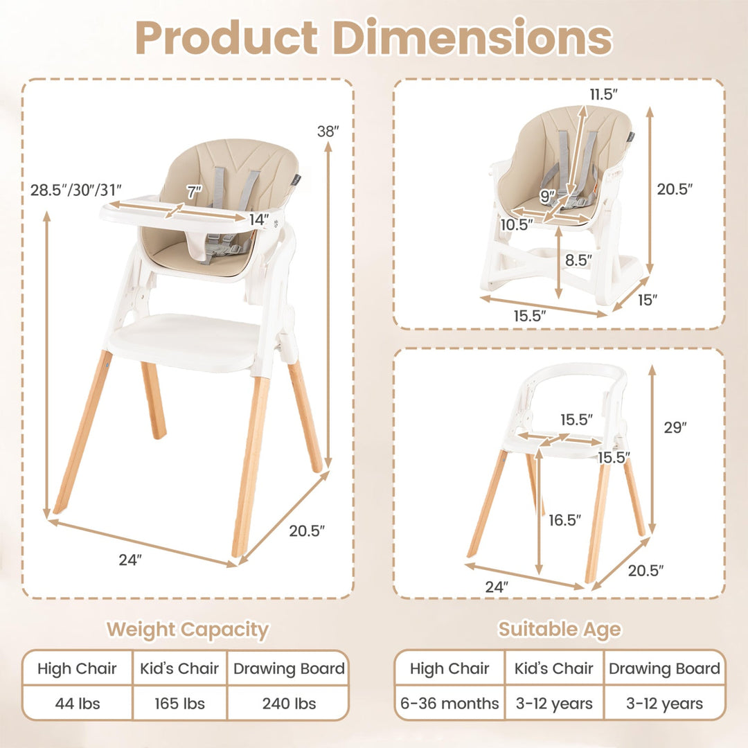 7-in-1 Convertible High Chair with Adjustable Tray