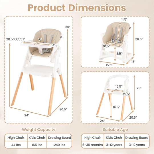 7-in-1 Convertible High Chair with Adjustable Tray