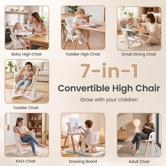 7-in-1 Convertible High Chair with Adjustable Tray