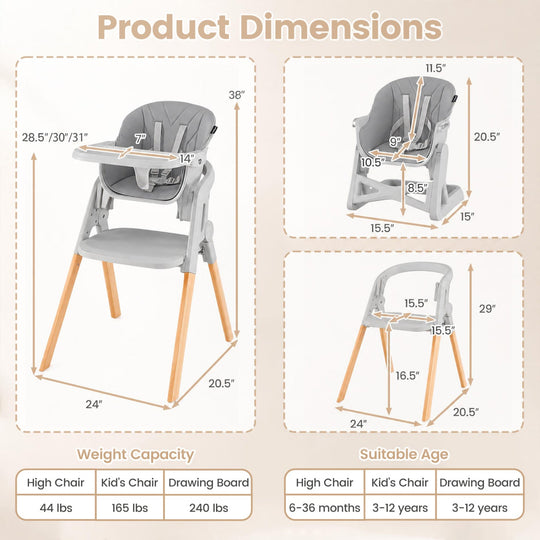 7-in-1 Convertible High Chair with Adjustable Tray