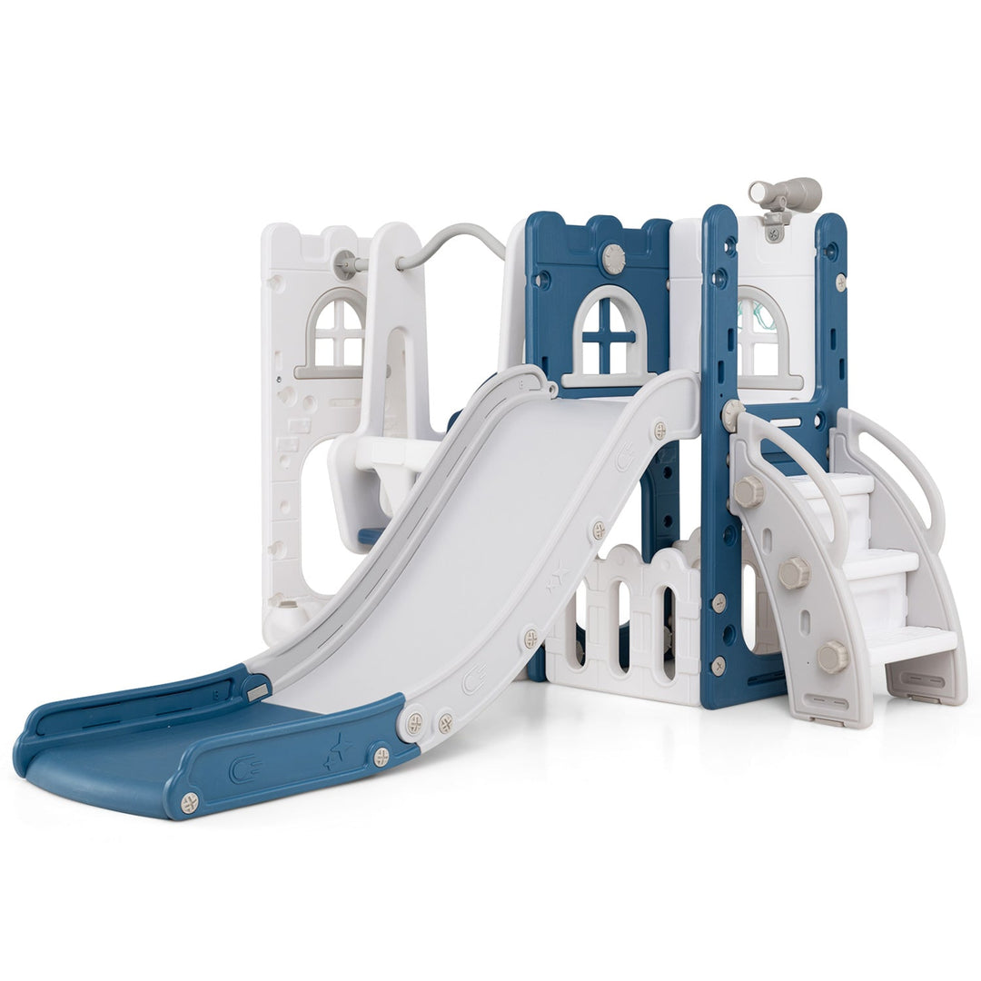 7-in-1 Toddler Swing and Slide Set with Basketball Hoop