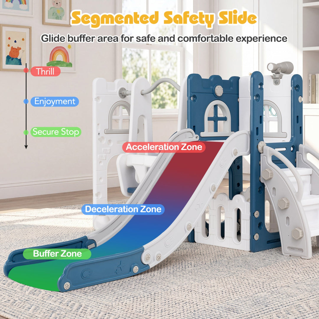 7-in-1 Toddler Swing and Slide Set with Basketball Hoop