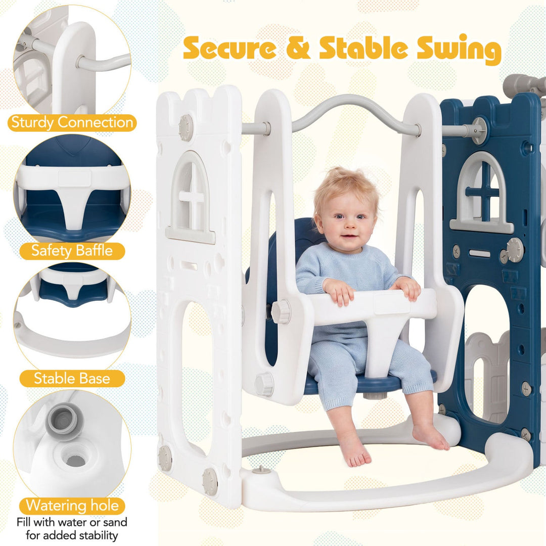 7-in-1 Toddler Swing and Slide Set with Basketball Hoop