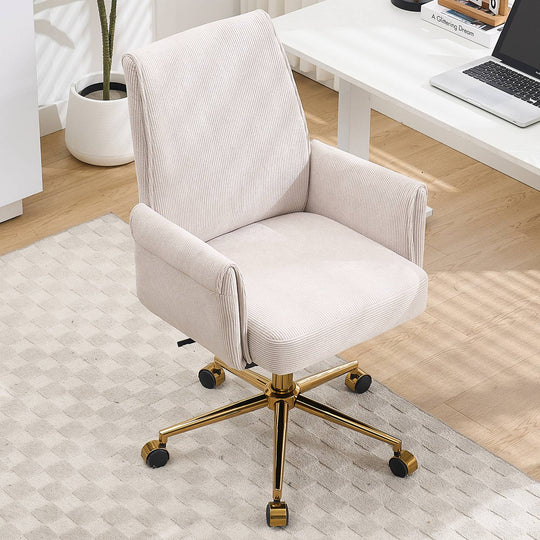 Mid-Back Velvet Office Chair with Memory Foam Cushion