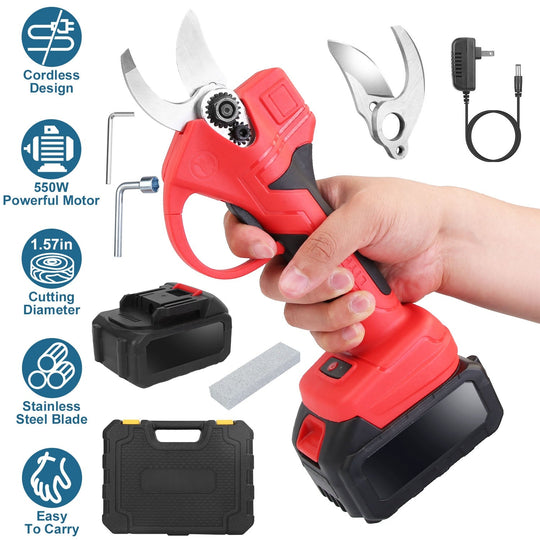 Cordless Electric Pruning Shears 21V with 2 Batteries