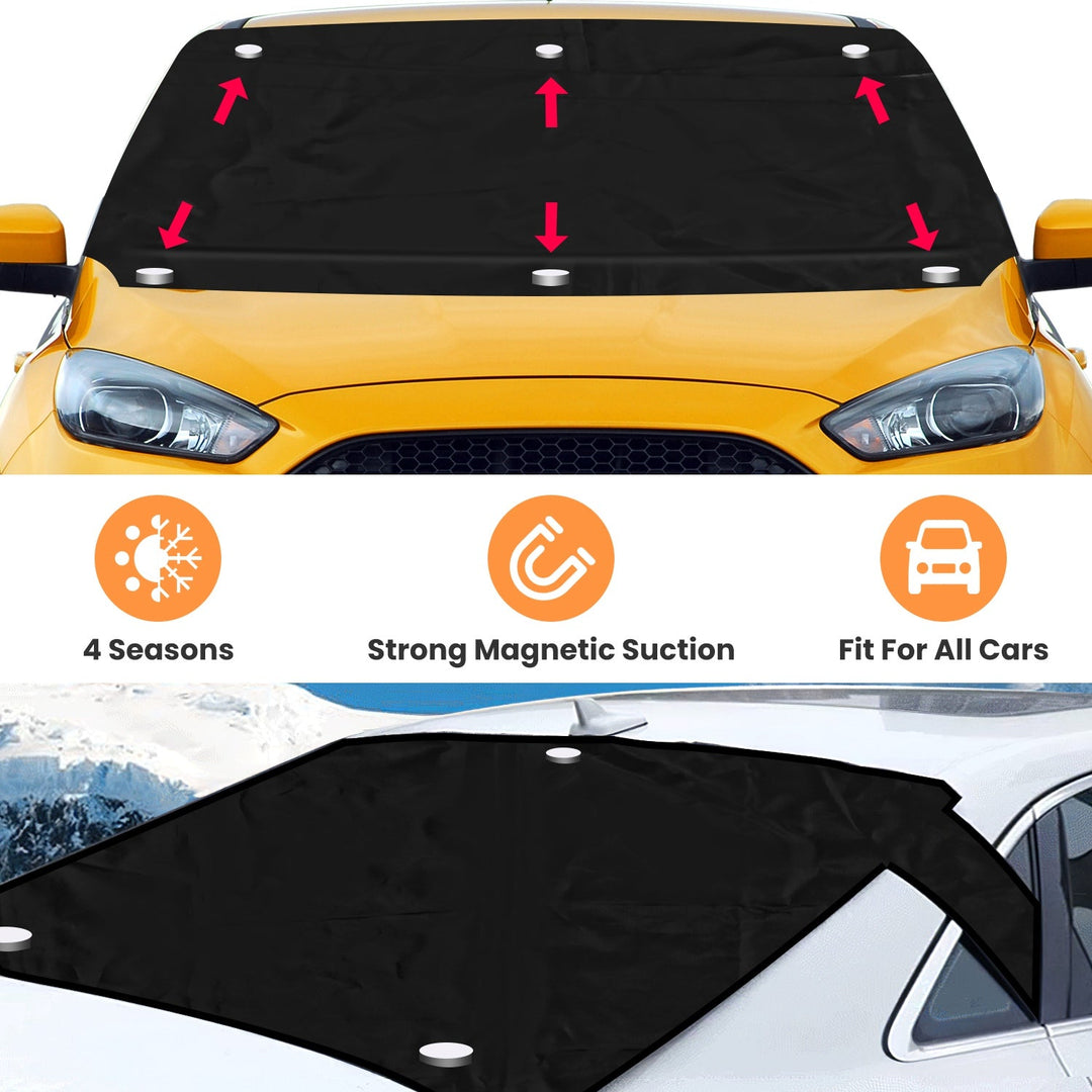 Magnetic Car Windshield Cover Front Rear Car Windshield Protector against Snow Sun Dirt Leaves Fit for All Cars Oxford Fabric Waterproof Heat-Resistan