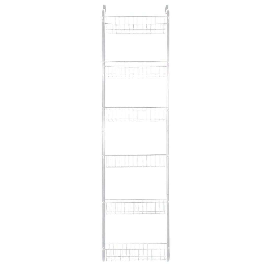 6 Tier Over Door Pantry Organizer Hanging Hooks Door Storage Rack Carbon Steel Basket 62.99in Over Door Shelf for Kitchen Bathroom