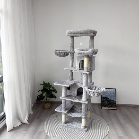 68-Inch Multi-Level Cat Tree with Hammocks & Scratching Posts