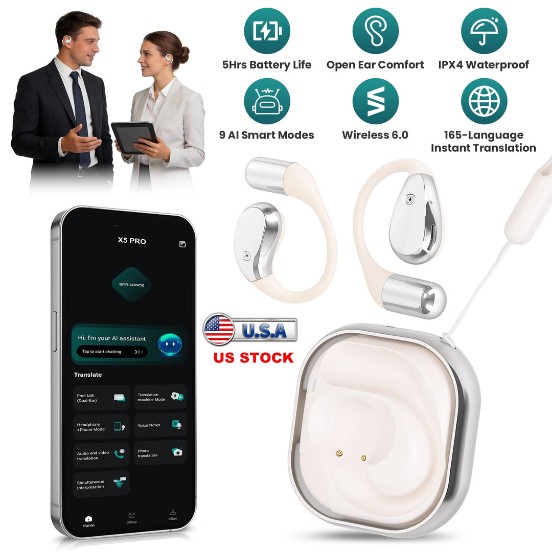 AI Translation Earbuds with 165 Languages & Open-Ear Design