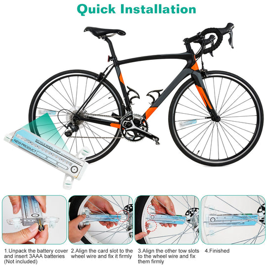 2Pcs 32LEDs Patterns Cycling Lights Rainbow Wheel Tire Flash Lamp Bicycle Colorful LED Wheel Spoke Signal Light w/ 30 Patterns
