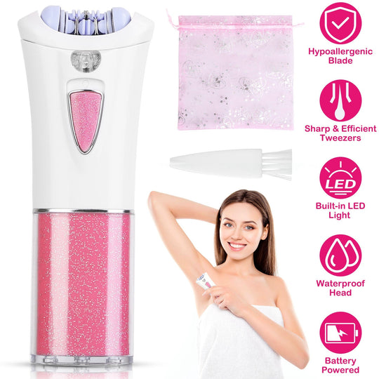 Glide Epilator For Women Cordless Women Shaver Facial Body Hair Remover Razor for Women Electric Tweezers Bikini Epilator Trimmer with LED Light
