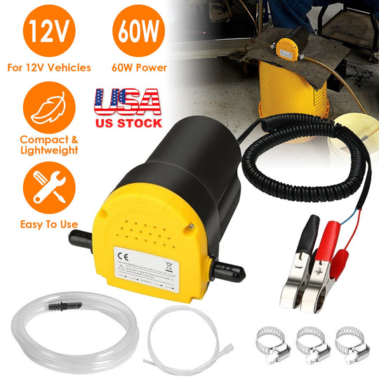 12V Oil Change Pump 60W Oil Diesel Fluid Extractor Electric Suction Transfer Extractor Oil Quick Changer for Boat, Tubes, Truck, RV, ATV