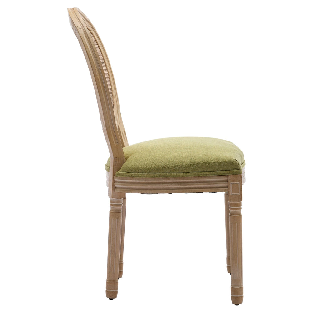 French Oval Rattan Back Dining Chairs Set of 2 - Solid Wood
