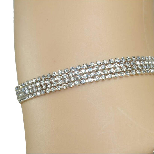 Sexy Women Chain Choker Side Slit Backless Slip Dress With Sequins