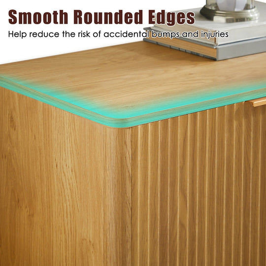 Fluted Sideboard Cabinet with 4-6 Doors and Wood-Grain Top