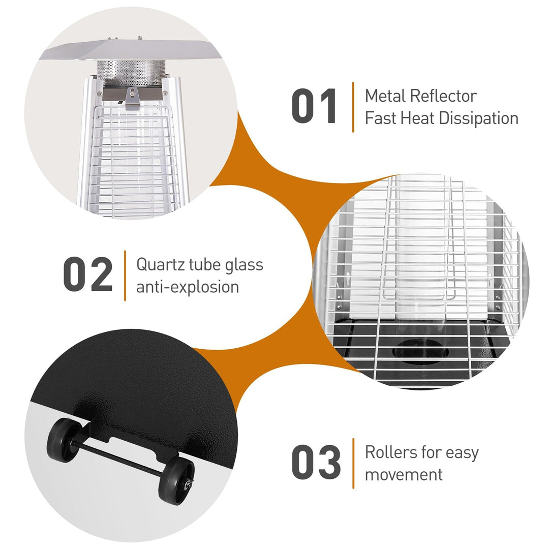 48,000 BTU Pyramid Patio Heater with Quartz Glass Tube