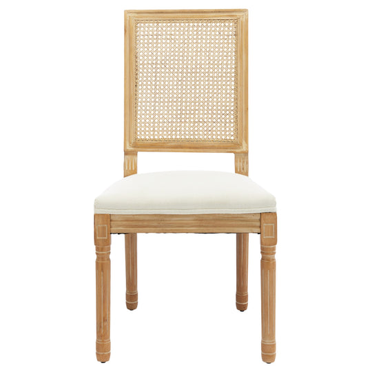 French Style Solid Wood Dining Chairs Set of 2, Elegant Oval Back Kitchen Side Chairs for Dining Room & Living Room
