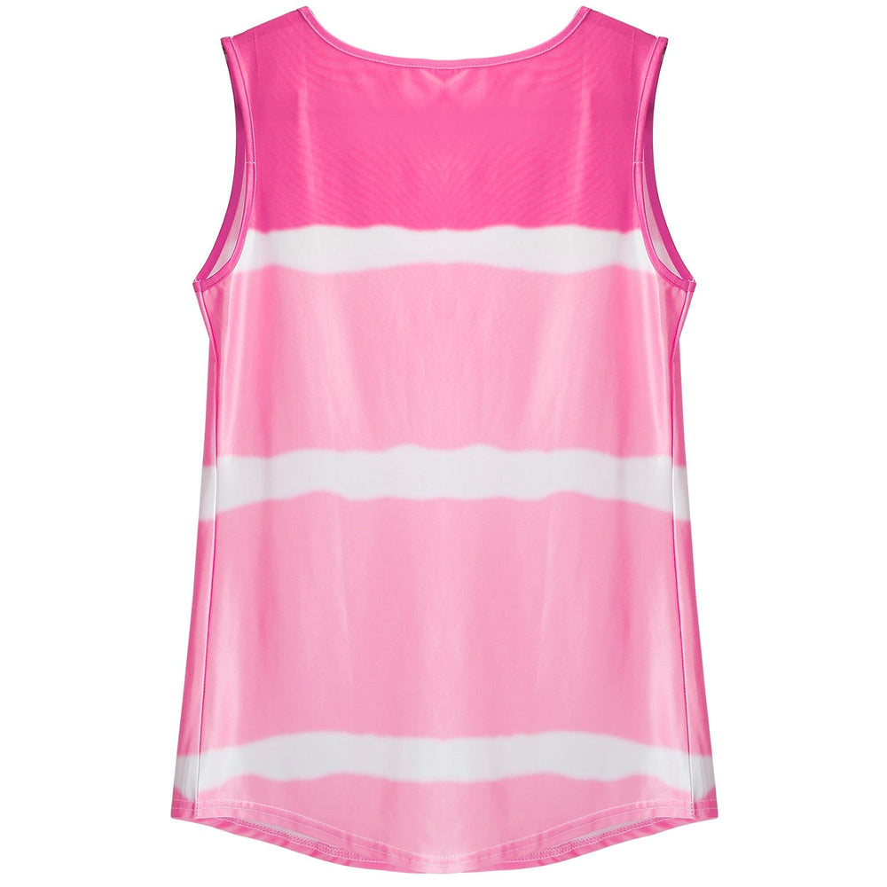 Women Tie-dye Sleeveless Tank Tops Summer Loose T Shirts Tops Button Down Shirts Vest Blouse Plus Size