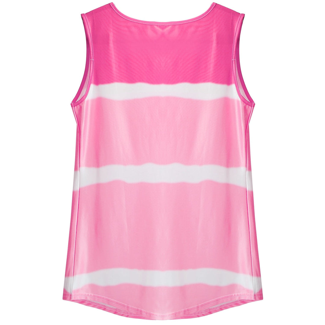 Women Tie-dye Sleeveless Tank Tops Summer Loose T Shirts Tops Button Down Shirts Vest Blouse Plus Size
