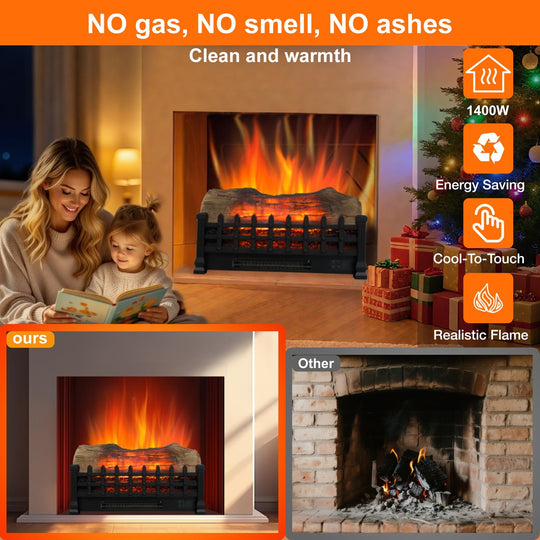 Electric Fireplace Insert 20 Inch with 3D Flame & Remote