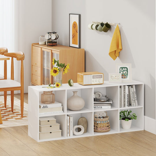 8-Cube Bookcase Bookshelf with 2 Anti-Tipping Kits Storage Organizer
