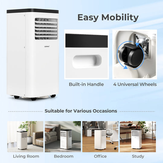 8000 BTU Portable Air Conditioner with Dehumidifier & Remote