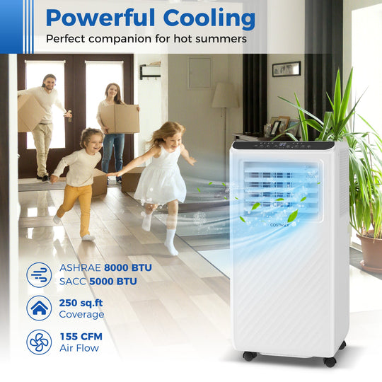 Portable Air Conditioner 8000 BTU 3-in-1 Cooling Fan Dehumidifier