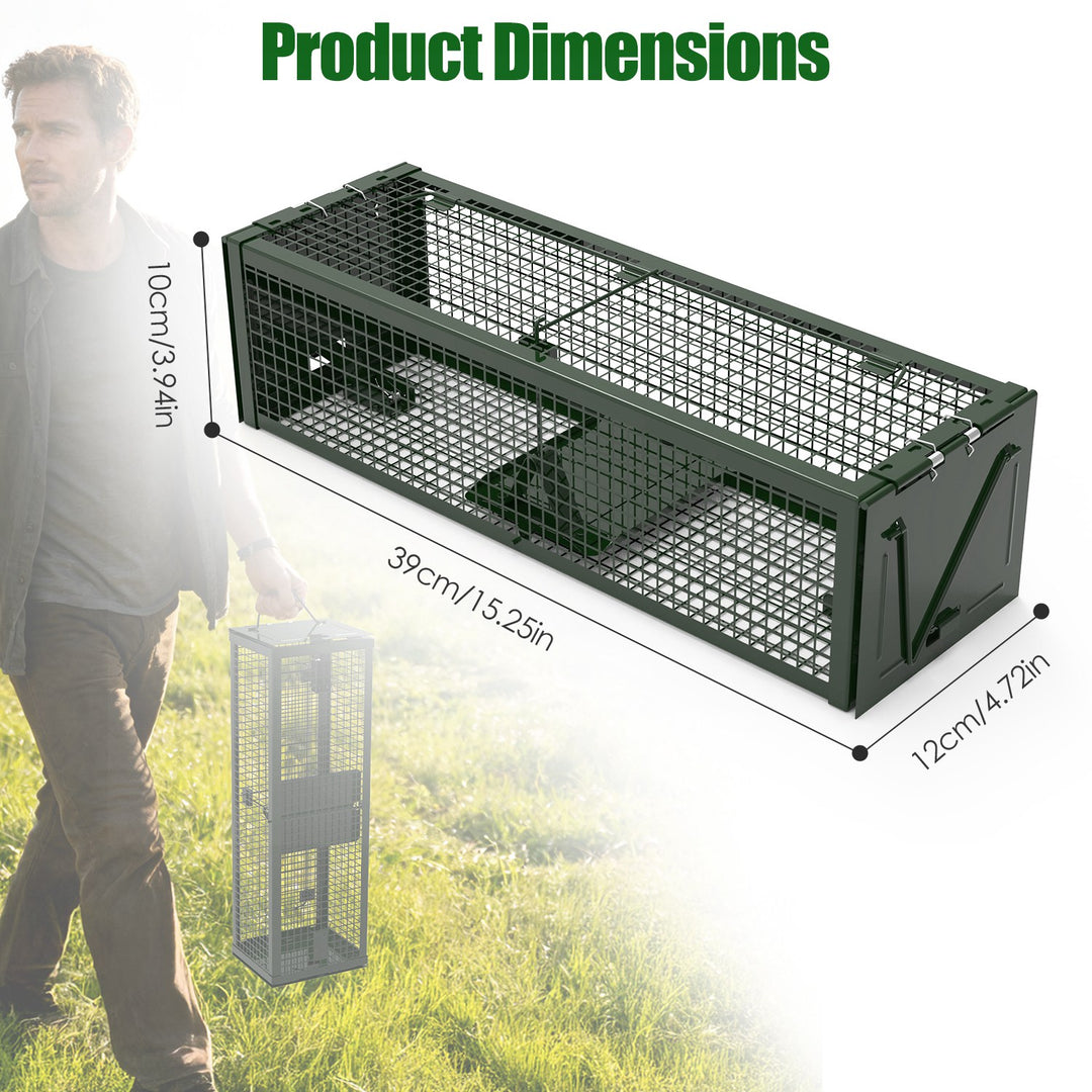 2-Pack Humane Live Rat Trap Cage with Dual Doors