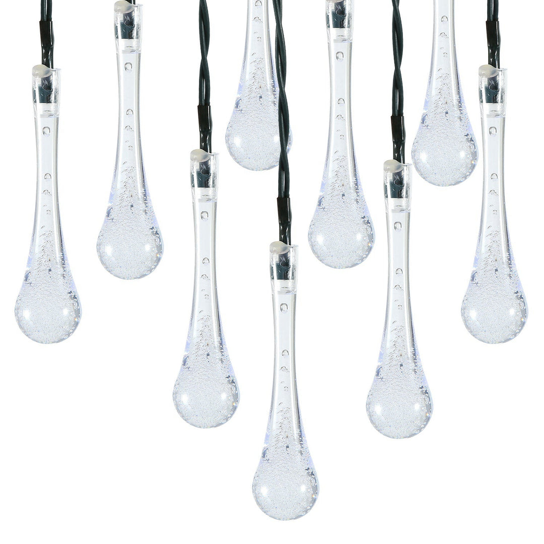 Outdoor Solar String Lights 21 Feet 30 LEDs Water Drop Solar Powered Lights Waterproof Solar Fairy Lights Decorative Solar Powered Lights for Home Pat