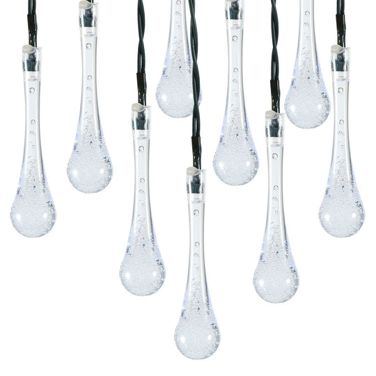 Outdoor Solar String Lights 21 Feet 30 LEDs Water Drop Solar Powered Lights Waterproof Solar Fairy Lights Decorative Solar Powered Lights for Home Pat