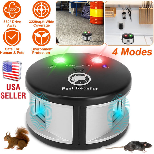 360¡ Ultrasonic Pest Repeller Electronic Plug-in Pest Control Mouse Chaser BlockerÊRepellent Deterrent with Pressure Wave & Ultrasonic Sound for Indoo