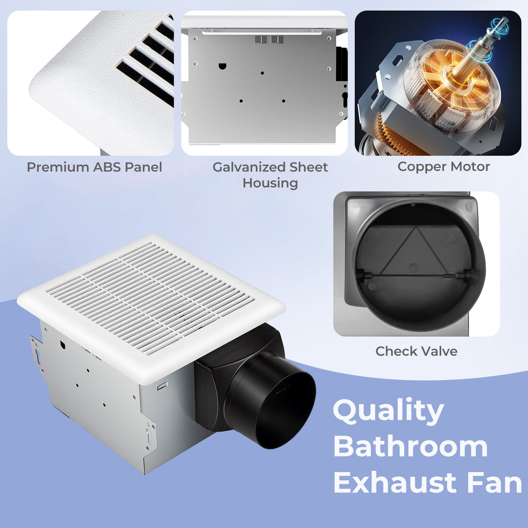 80 CFM Ceiling Mount Bathroom Exhaust Fan with Metal Housing and 4 Inches Duct