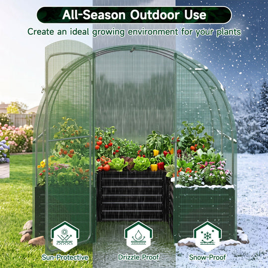 Walk-In Greenhouse with Planter Bed 80" x 79" x 79"
