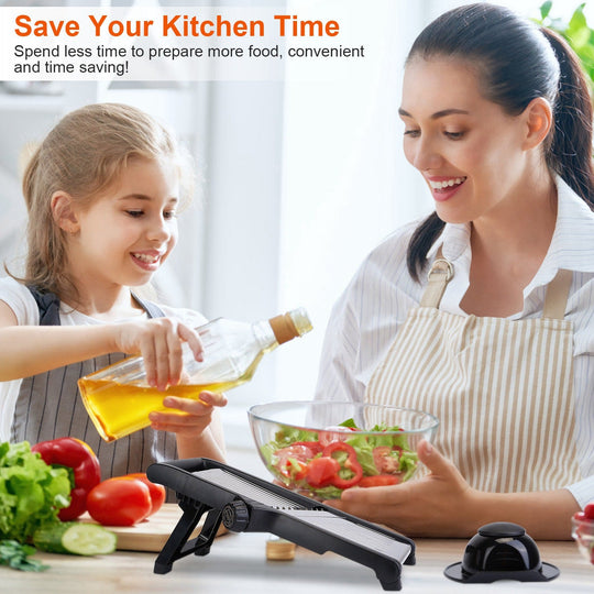 Mandoline Food Slicer Stainless Steel Food Cutter Vegetable Fruit Chopper Grater Peeler Kitchen Julienne Slicer with 5 Adjustable Blades Food Holder