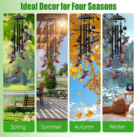 Metal Wind Chimes with Aluminum Tubes - Butterfly & Hummingbird