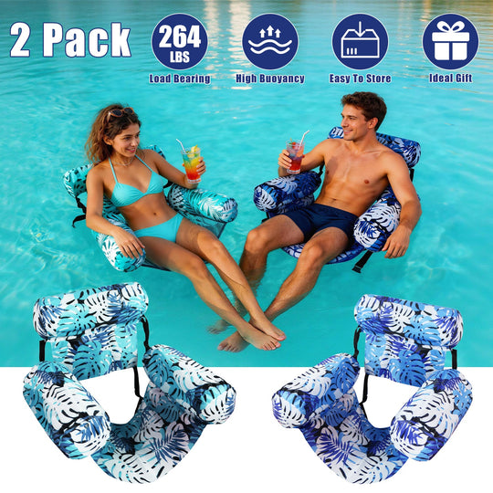 2 Pack Inflatable Pool Floats for Adult Inflatable Hammocks Floating Lounge Chairs for Party Summer Water Beach Lake Fun