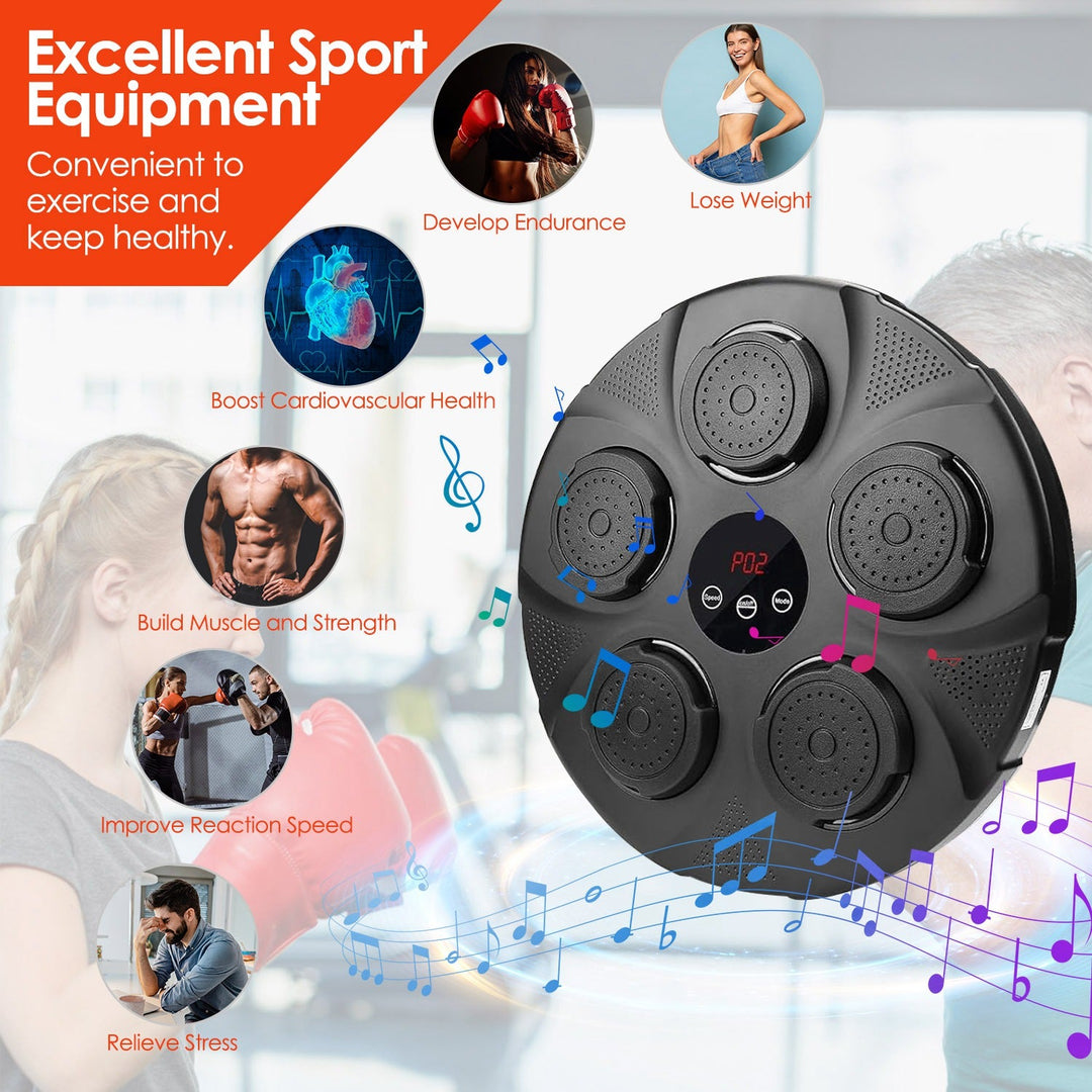 Music Boxing Machine Electronic Wall Target Punching Pad LED Lighted Sandbag Boxing Training Machine Exercise Equipment with Kids Boxing Gloves