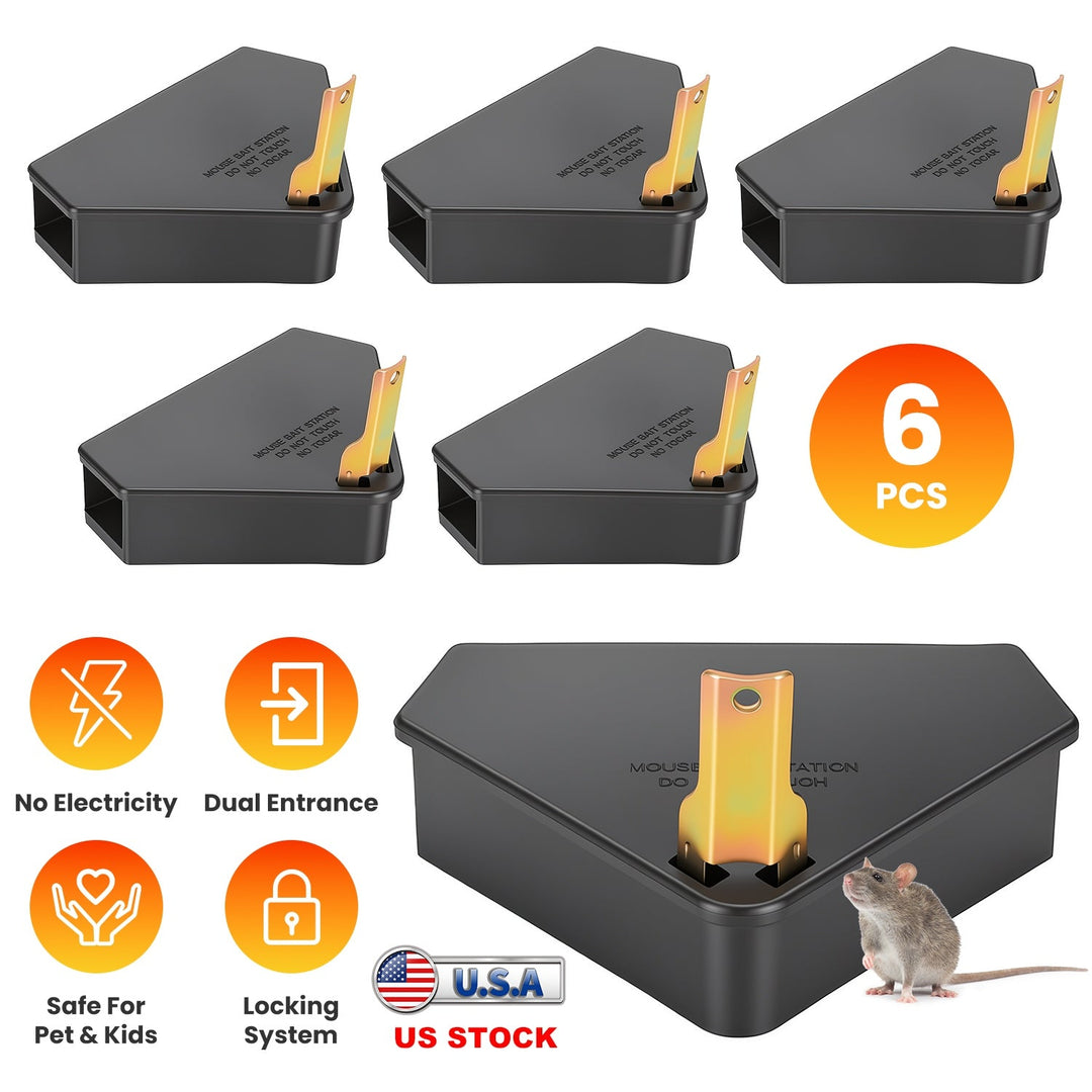 Mouse Bait Station 6-Pack with Keys - Tamper Resistant