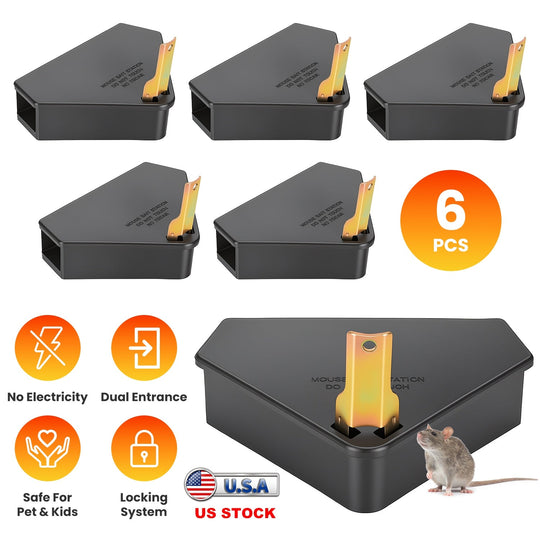 Mouse Bait Station 6-Pack with Keys - Tamper Resistant