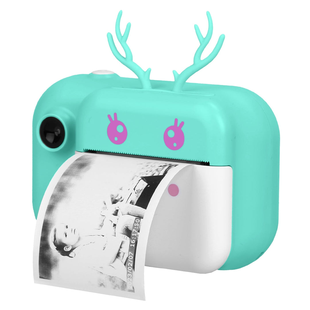 Kids Instant Print Camera 2.4in Digital Zero Ink Selfie Camera 1080P HD Video Recorder Toddler Camera with Dual Lens 3 Roll Print Papers Cute Stickers