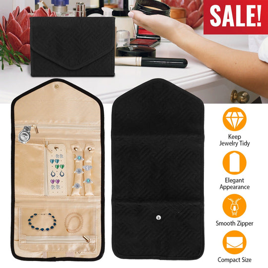 Travel Jewelry Organizer Case Foldable Jewelry Roll Storage Bag for Journey-Rings Necklaces Earrings Bracelets