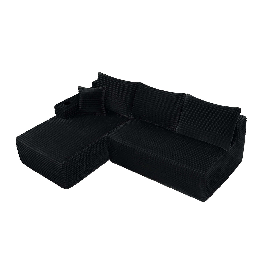 96" L-Shaped Sectional Sofa with Chaise in Plush Corduroy