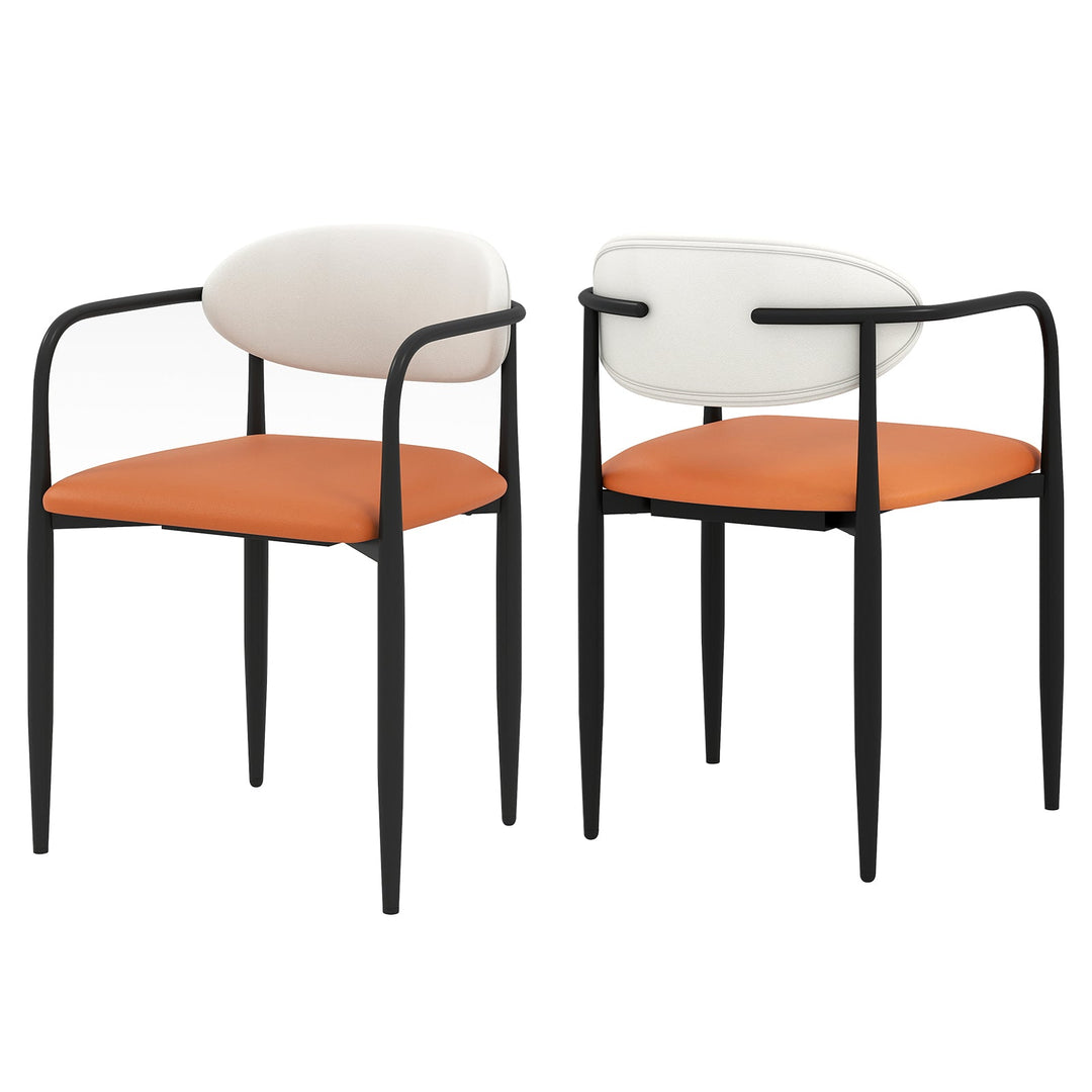 Modern Dining Chairs Set of 2 with Padded Seat and Curved Back