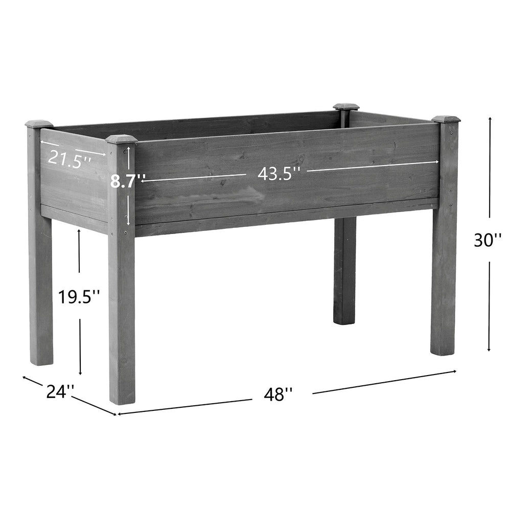 Elevated Raised Garden Bed with Legs 48x24x30in Fir Wood